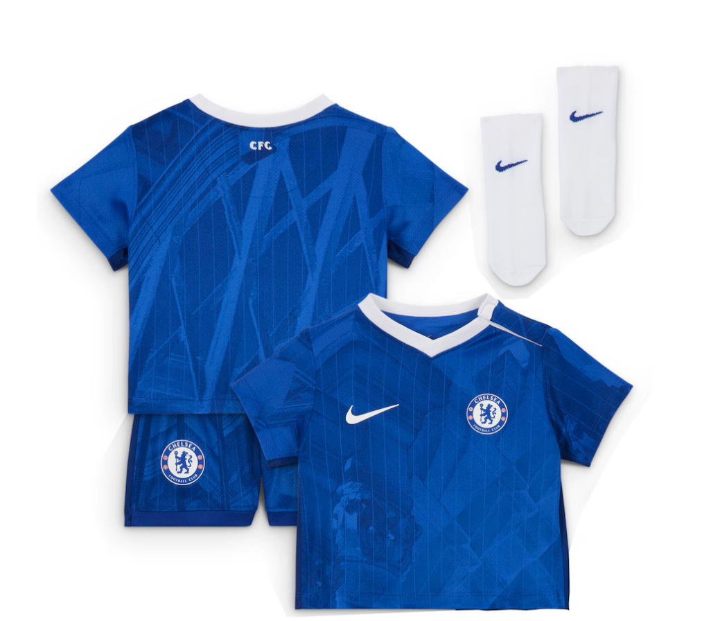 เสื้อเด็กทารกเชลซี 2025 2026 ทีมเหย้า ชุด 3 ชิ้นของแท้