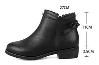 รองเท้าบู๊ทสั้น สีขาว ซิปข้าง ประดับโบว์ด้านหลัง น่ารัก Size 32-48