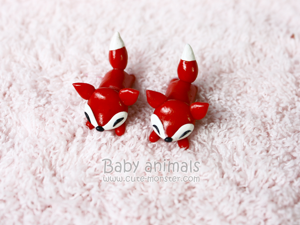 ต่างหูดินปั้น Baby red fox