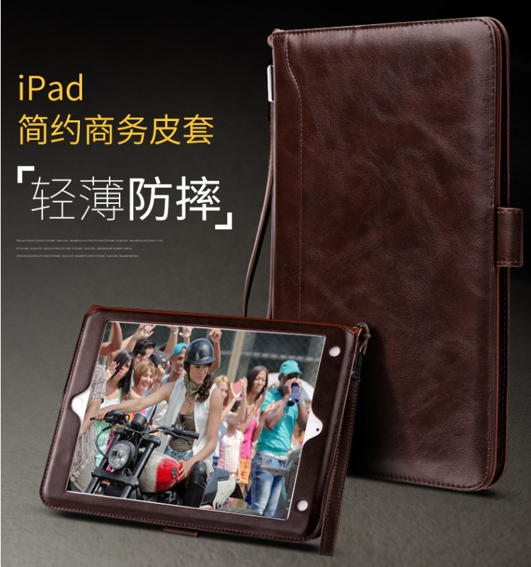 เคส iPad Air 2 Business Style PU Leather Stand Case Cover มาพร้อมสายคล้องมือ