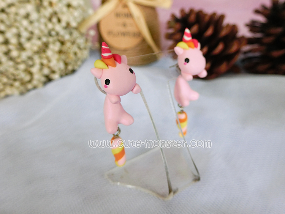 Pink Unicorn ต่างหู ม้ายูนิคอร์น สีชมพู