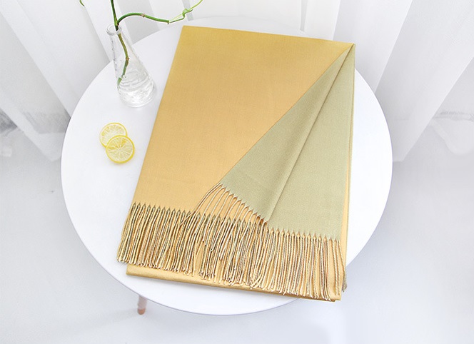 SALE ผ้าพันคอแคชเมียร์ผสม สีทูโทน