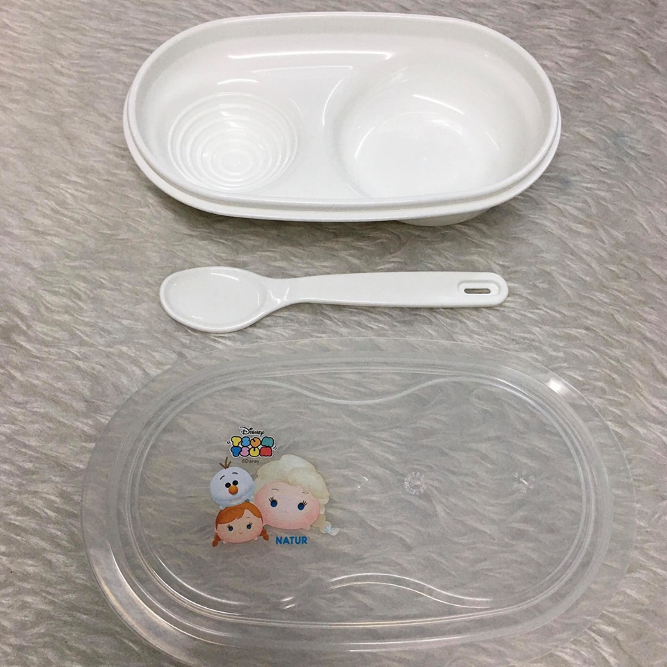 ชุดชามบด พร้อมช้อนส้อม ภาชนะอาหาร สำหรับบรรจุอาหารเด็ก ลาย Tsum Tsum