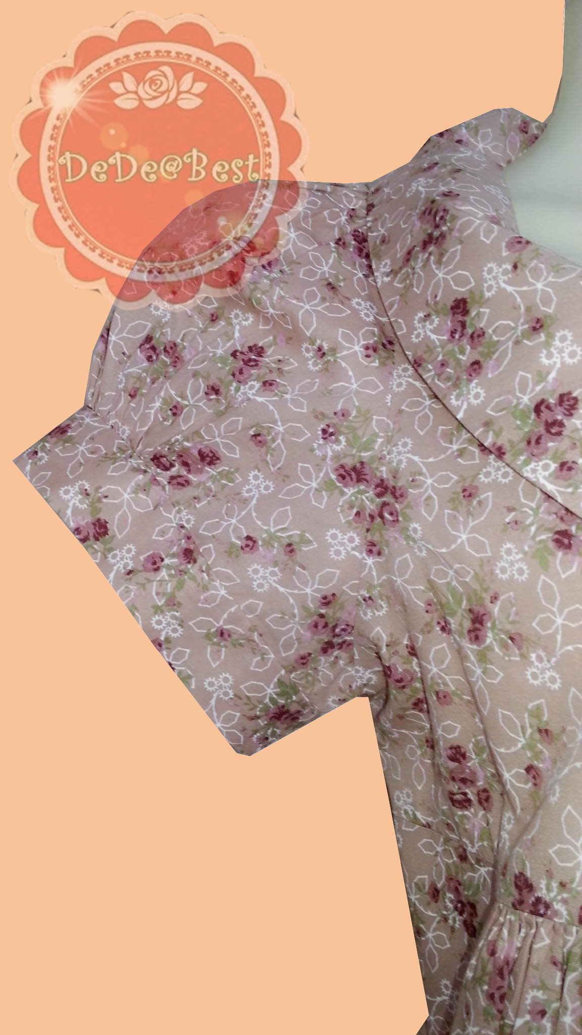 ขายแล้วค่ะ T109:2nd hand top เสื้อลายดอกไม้แขนตุ๊กตา(ราคานี้ขายเฉพาะเสื้อนะคะ ไม่รวมกระโปรง)❤