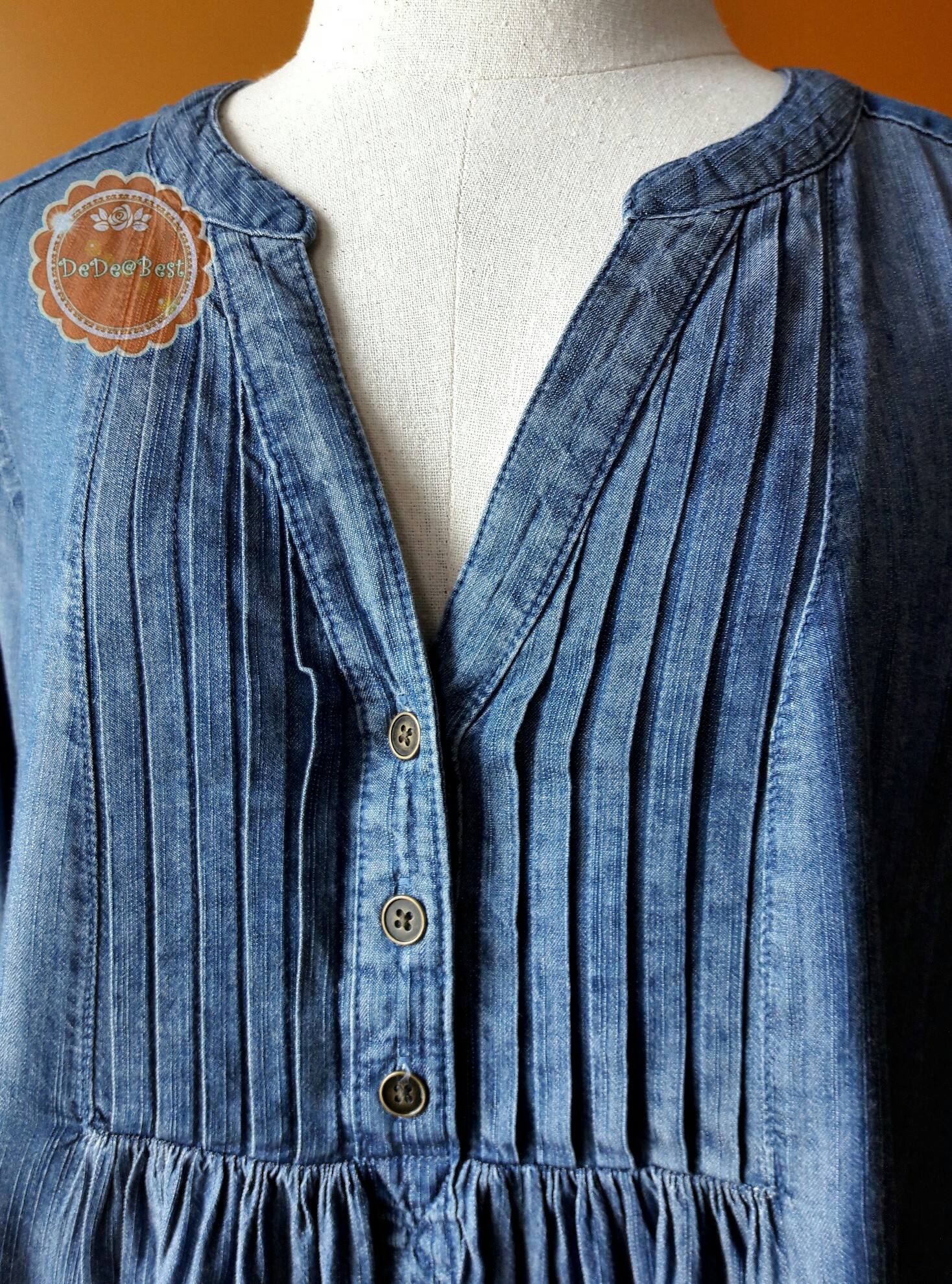 T130:First hand เสื้อยีนส์ คอวี แขนยาว (พับแขนติดกระดุมได้) สินค้าใหม่ค่ะ