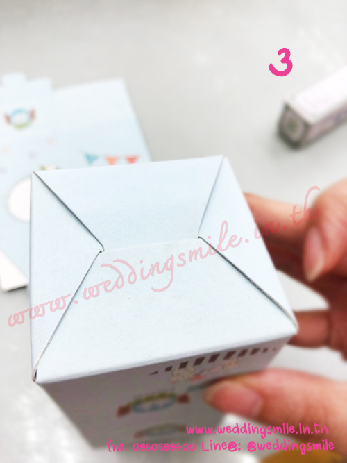 กล่องกระดาษใส่แก้วเป็ก ทรงบ้าน ชมพู-ฟ้า ลายการ์ตูน ขนาดเล็ก เริ่มต้นใบละ 5.-