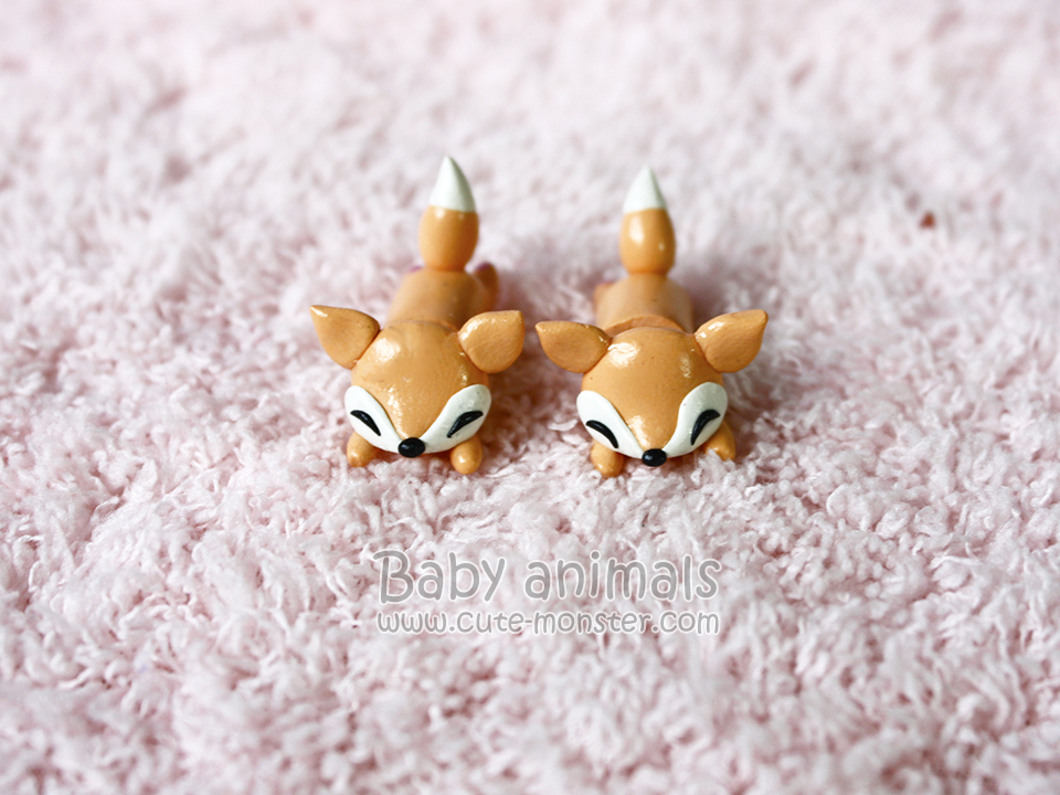 ต่างหูดินปั้น Baby orange fox