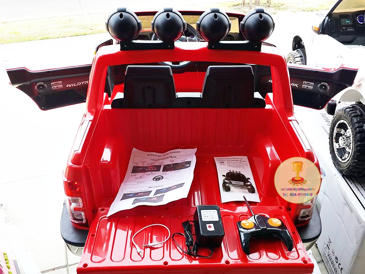 DK3646OR รถแบตเตอรี่ รถกระบะฟอร์ด FORD RANGER 2มอเตอร์ แบต 12V มีโช๊ค มี5สี แดง ขาว ดำ ส้ม ชมพู