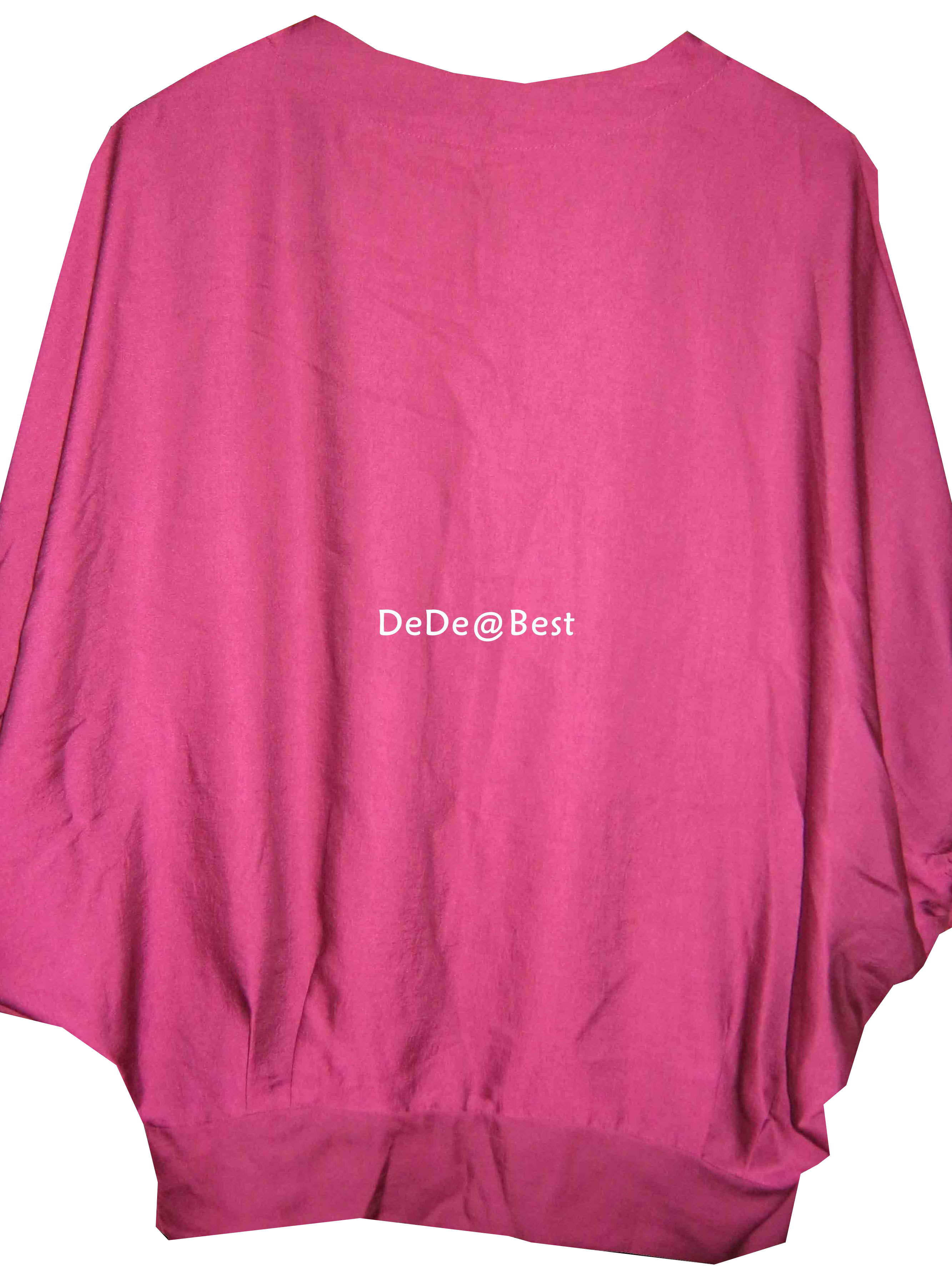 ขายแล้วค่ะ T23:2nd hand top เสื้อสีชมพูม่วงผ้าเหลือบมัน ผูกโบว์กำมะหยี่สีดำน่ารักดีค่ะ❤