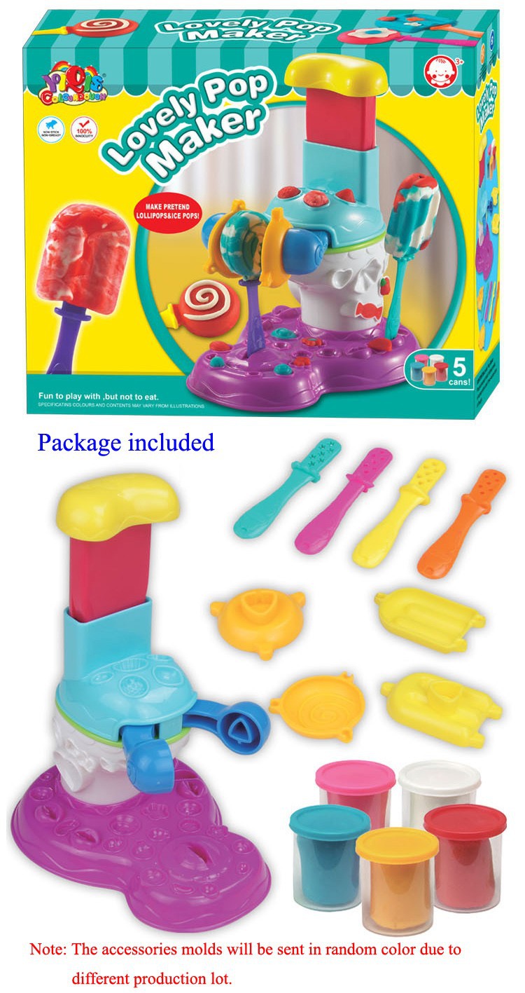 ของเล่นอมยิ้มเสียบไม้ Lovely Pop Maker พร้อมแป้งโดว์ 5 กระปุก