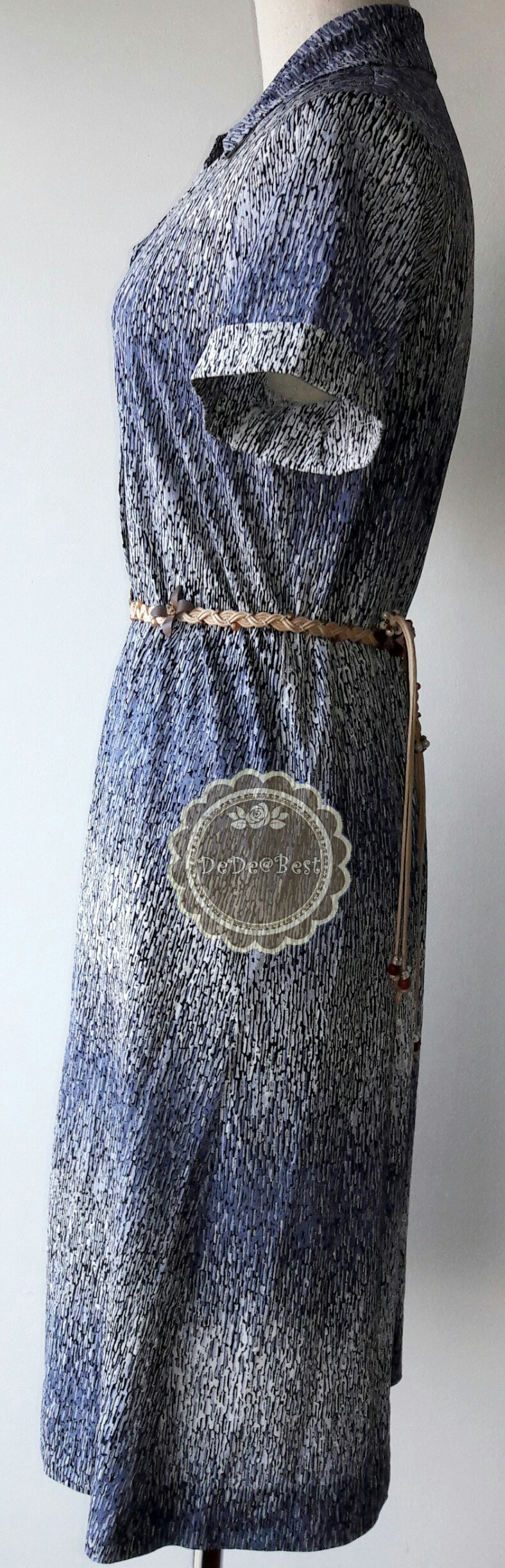 ขายแล้วค่ะ D36:Vintage dress เดรสวินเทจโทนสีน้ำเงิน made in Japan ❤