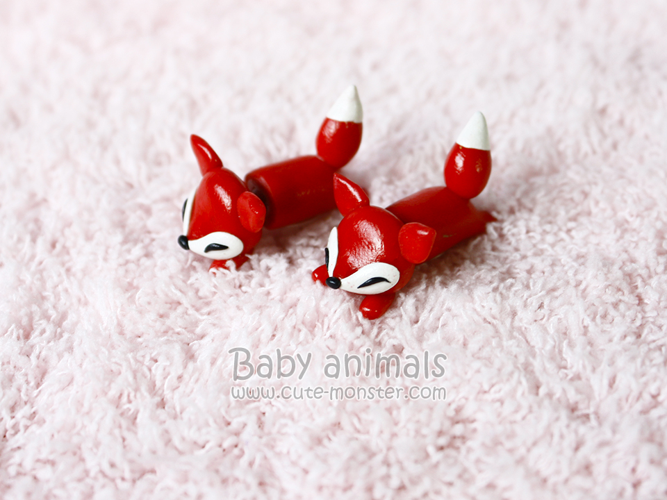 ต่างหูดินปั้น Baby red fox