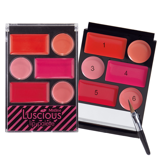 Mistine Luscious Lip Palette ลิปพาเลท เนื้อเจล มีกระจกและพู่กันในตัว 1 ตลับ ผสมเปลี่ยนสีปากได้ถึง 30 เฉดสี
