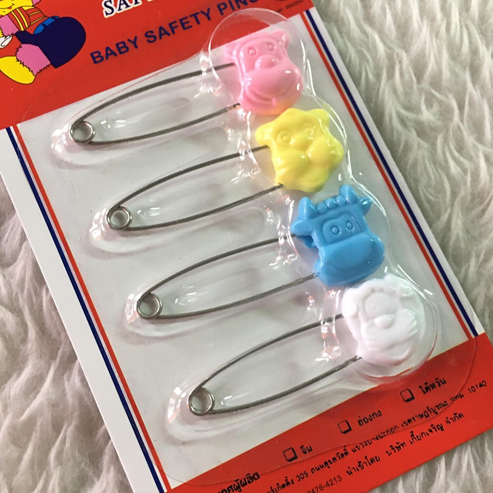 เข็มกลัดผ้าอ้อม แพค 4 ชิ้น Nuebabe รูปสัตว์