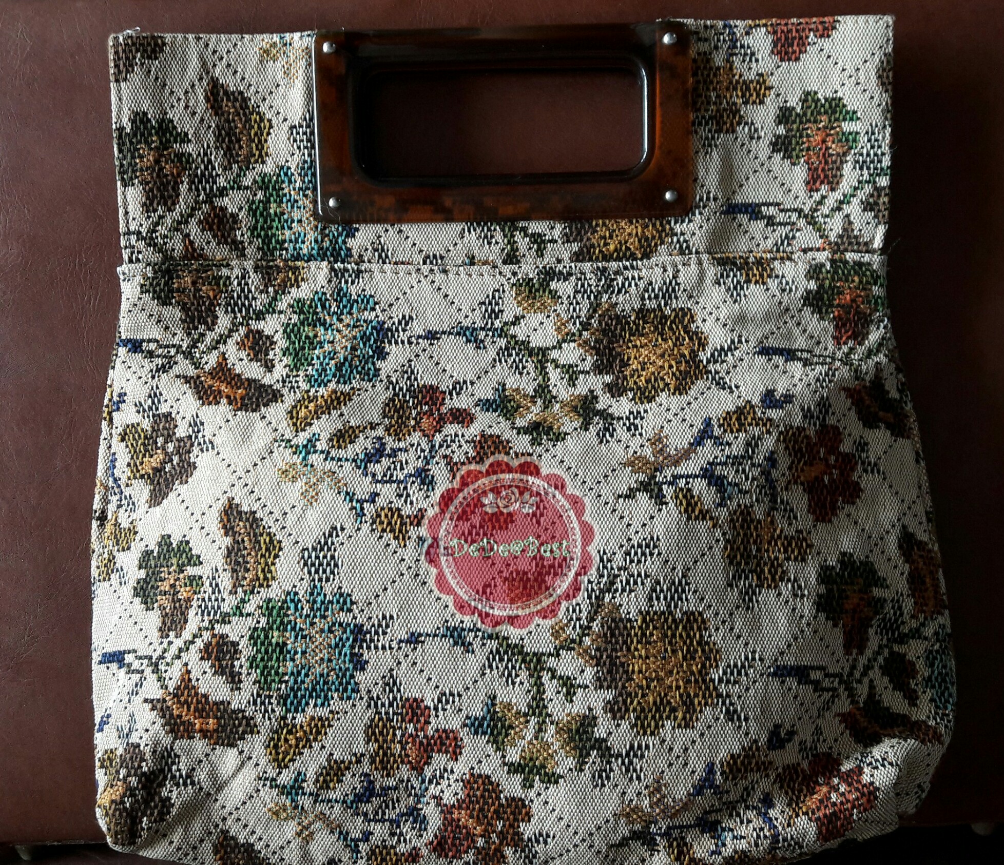 B55: Vintage clutch bag กระเป๋าถือผ้าทอลายดอกไม้ ปรับเป็นกระเป๋าคลัทช์ได้