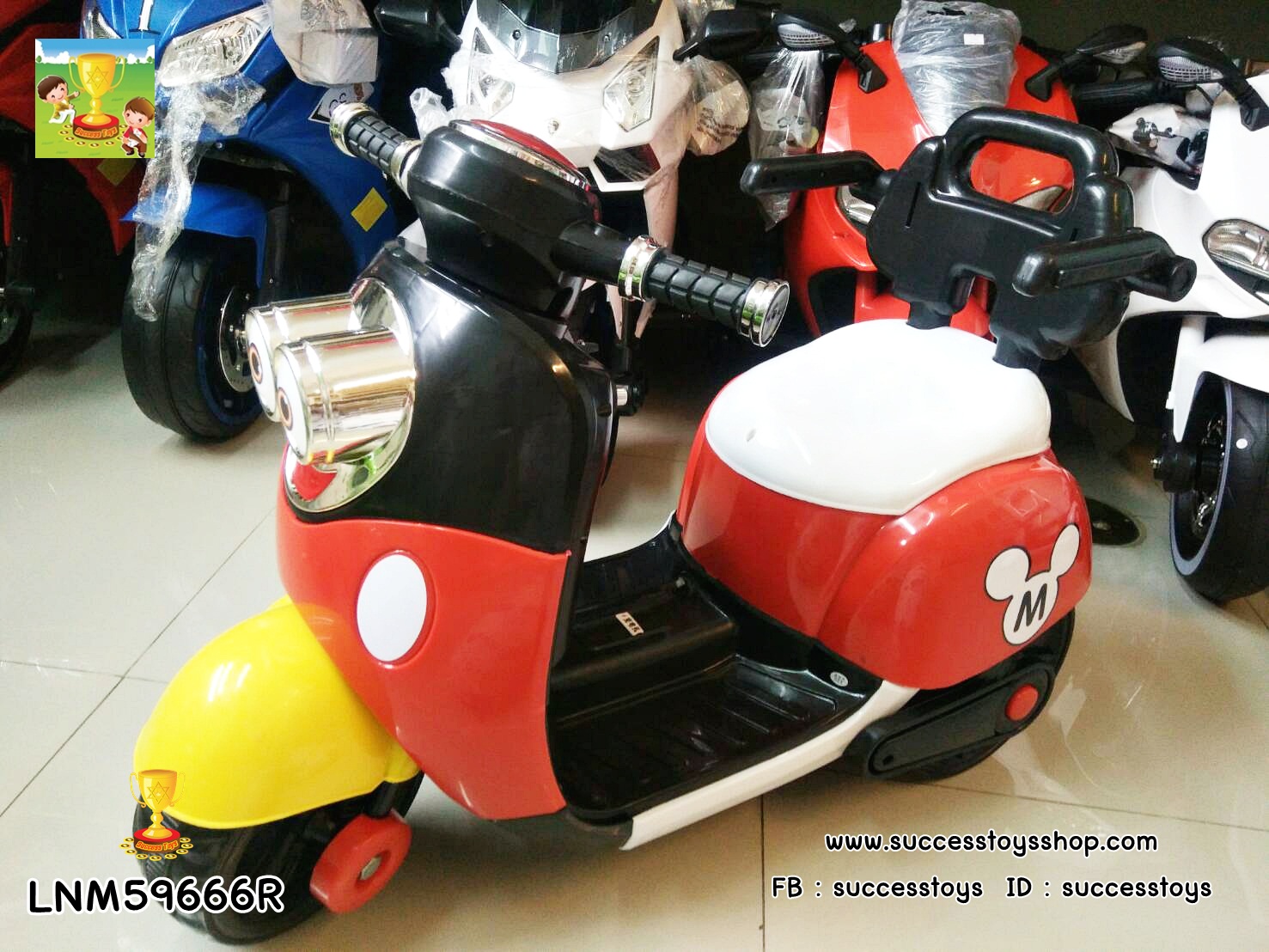 LNM59666R รถมอเตอร์ไซค์มินเนี่ยนสีแดง