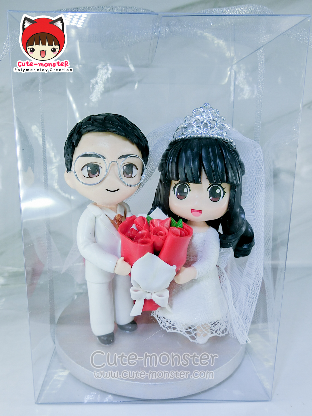 ตุ๊กตาแต่งเค้ก โมเดลแต่งเค้ก สูง4" ชุดแต่งงาน