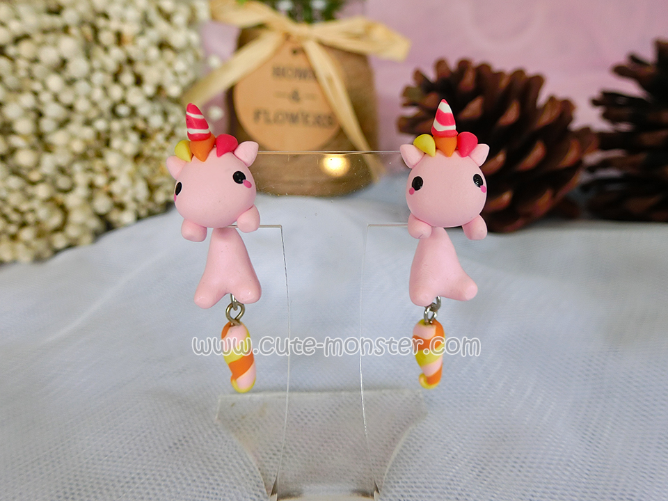 Pink Unicorn ต่างหู ม้ายูนิคอร์น สีชมพู