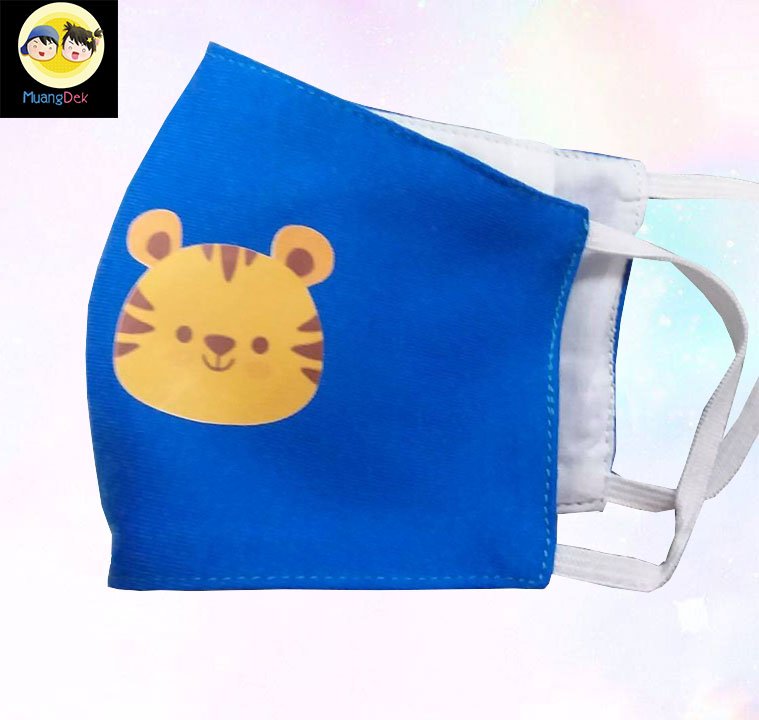 หน้ากากผ้าเด็กเล็ก รูปลายการ์ตูนน่ารัก ผ้ามัสลิน 2 ชั้น + Cotton 100%) มีช่องสอดแผ่นกรอง