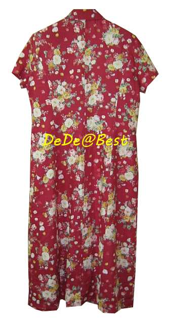 ขายแล้วค่ะ D38:Vintage dress เดรสวินเทจคอบัว สีแดงลายช่อดอกไม้❤