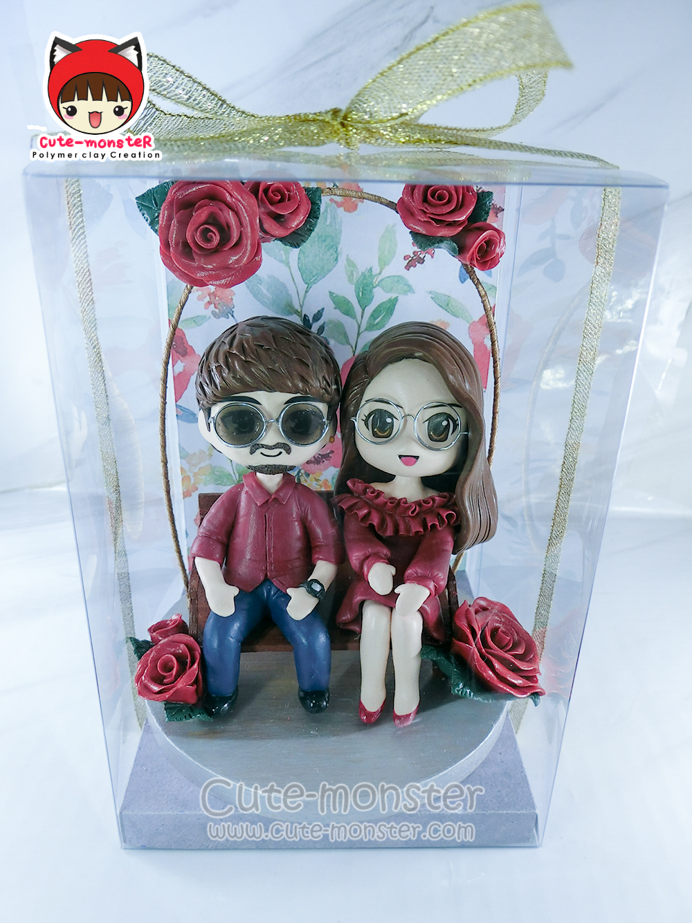 โมเดลดินปั้น ตุ๊กตาดินปั้น โมเดลคู่รักงานสั่งทำ สูง 4"