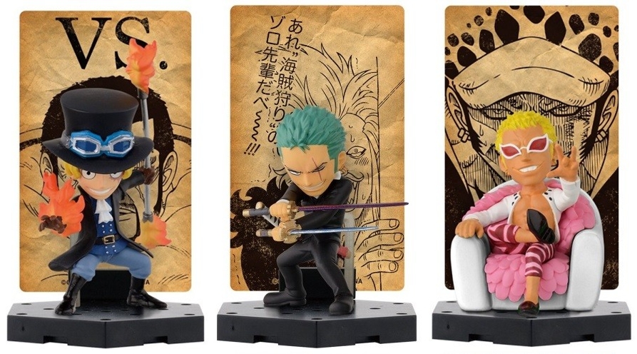 [ขายแยกชิ้น] Ichiban Kuji One Piece -Dressrosa Battle Hen- Card Stand Figure - Zoro / Sabo / Doflamingo