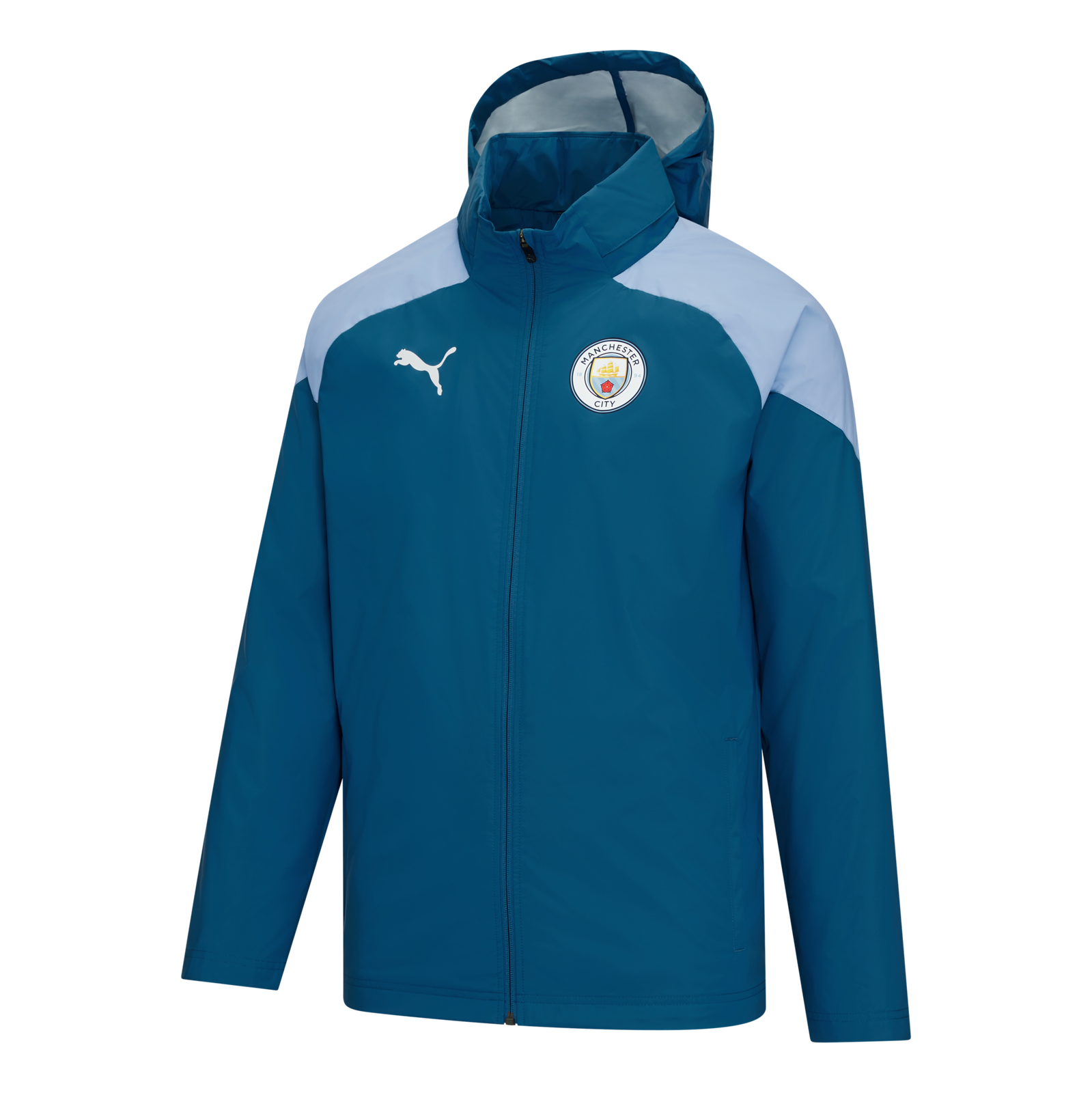 เสื้อฮู้ดแจ็คเก็ตแมนเชสเตอร์ ซิตี้ Training All Weather สีฟ้าสำหรับทุกสภาพอากาศของแท้