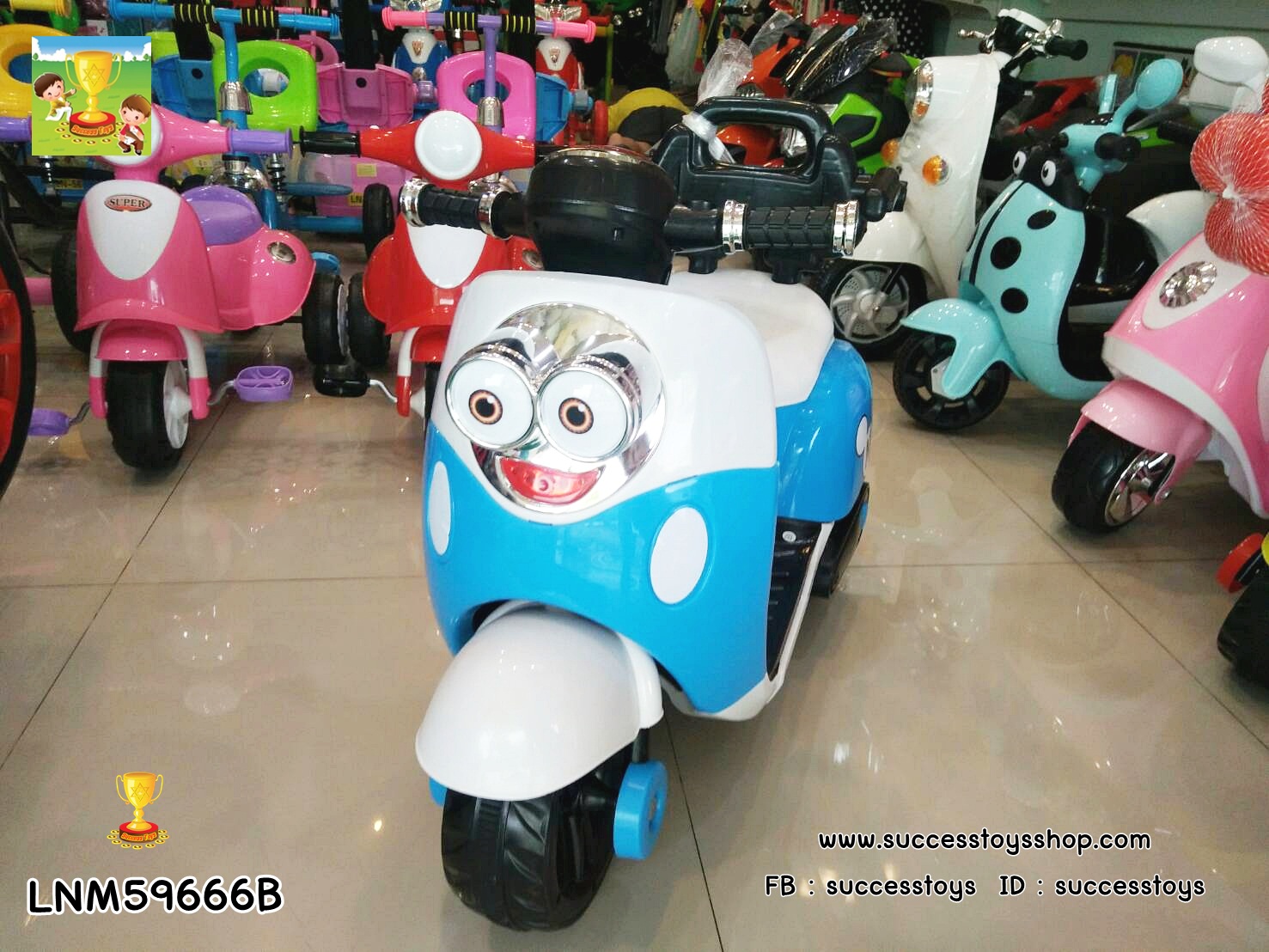 LNM59666B รถมอเตอร์ไซค์มินเนี่ยนสีฟ้า