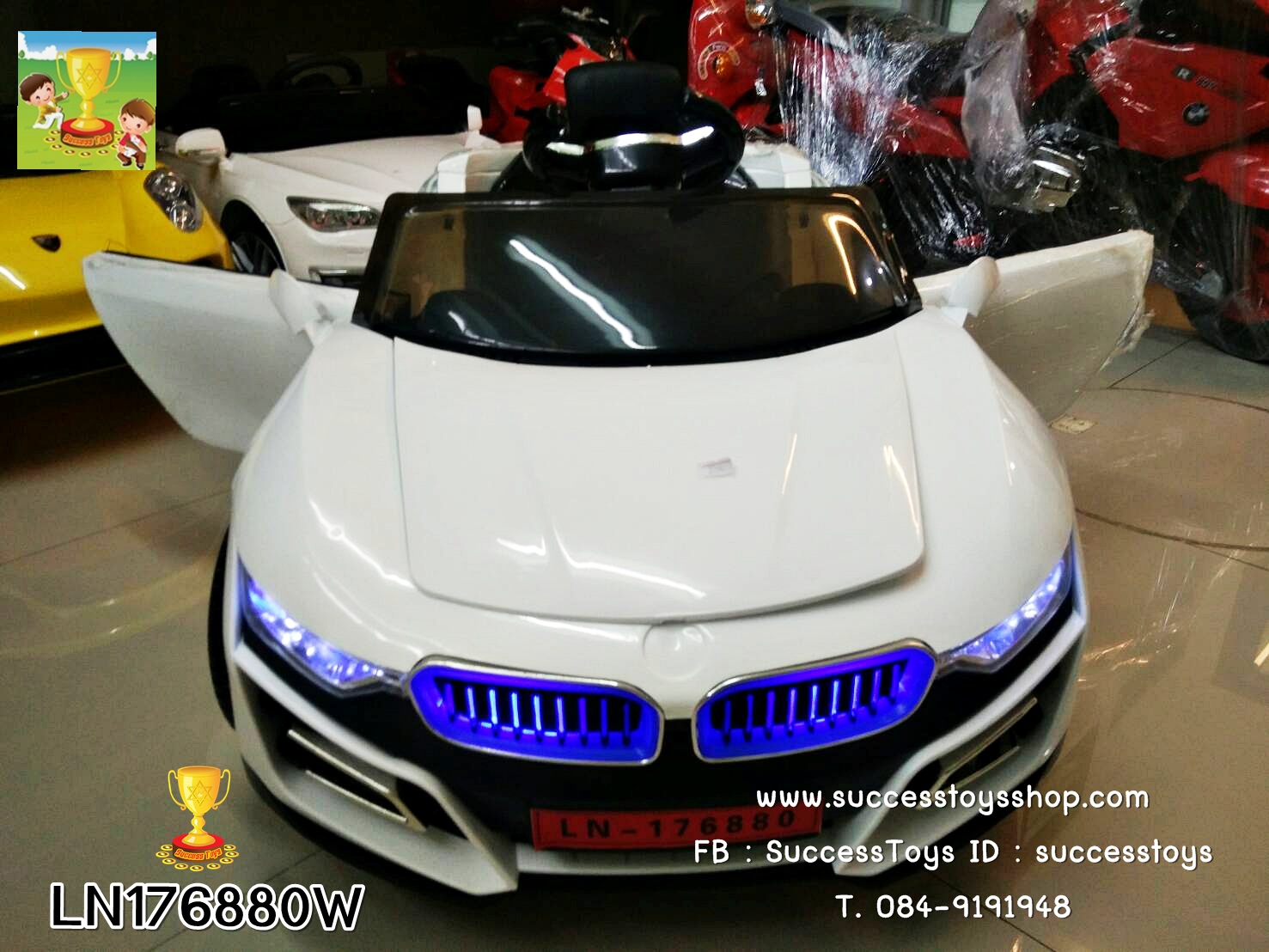 LN176880 รถแบตเตอรี่เด็กนั่งไฟฟ้า BMW 2 มอเตอร์ มี3สี แดง ขาว