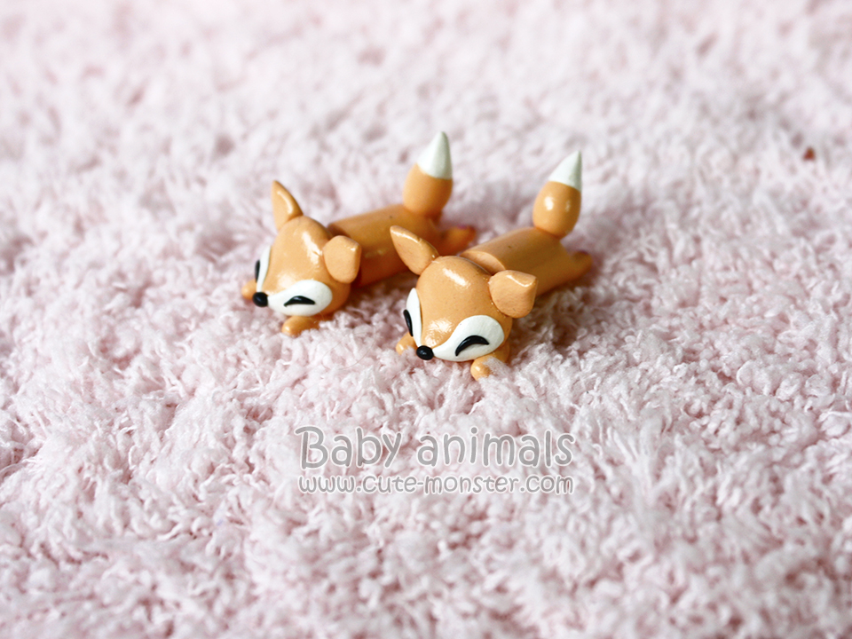 ต่างหูดินปั้น Baby orange fox