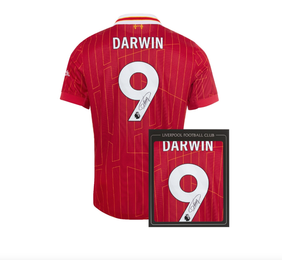 เสื้อลายเซ็นต์นักเตะลิเวอร์พูล 2024 2025 ทีมเหย้า Signed 24/25 Núñez มีใบเซอร์ติฟิเคทรับรองของแท้
