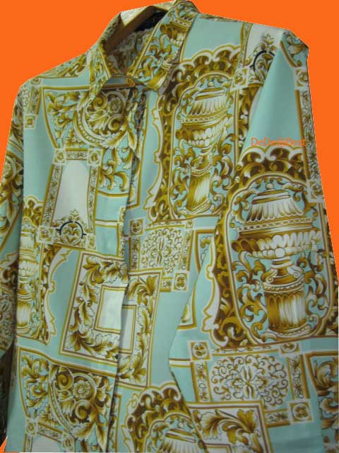 แถมให้คุณดุษณีค่ะ T26:Vintage top เสื้อเชิ้ตวินเทจลายสีฟ้าทอง❤