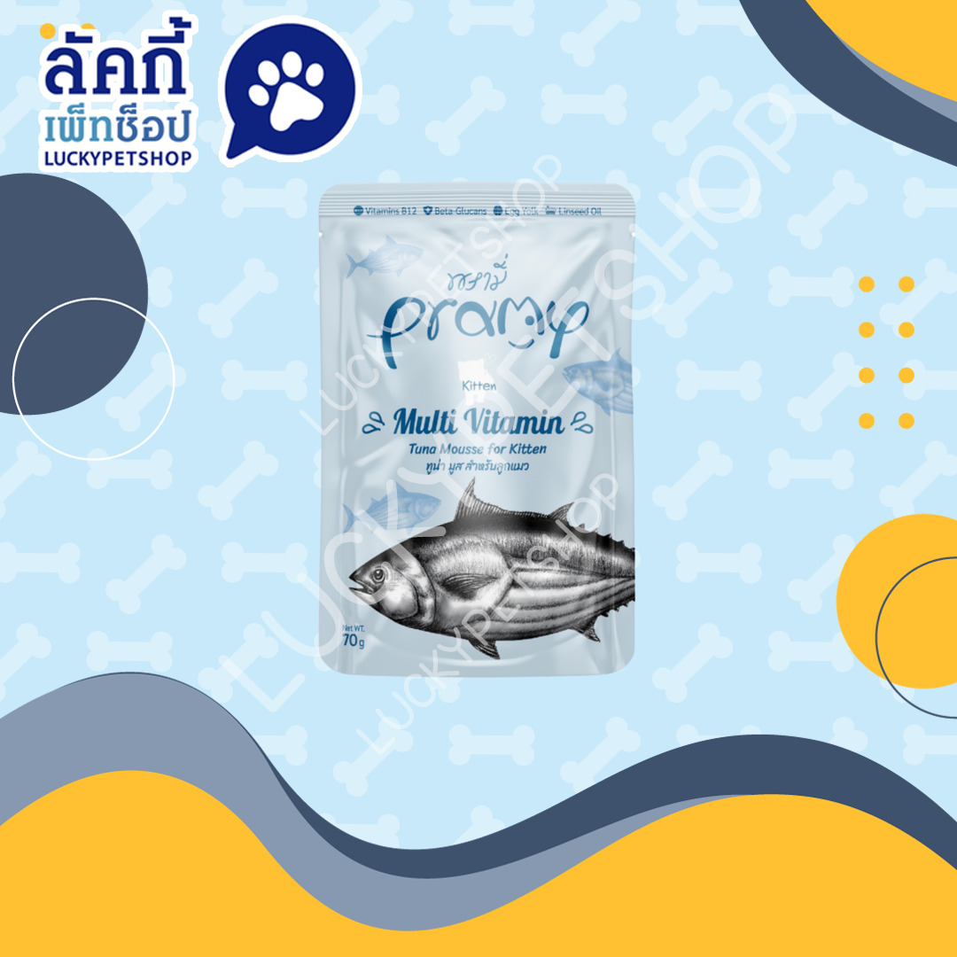PRAMY พรามี่ อาหารเปียกแมว บำรุงสุขภาพ สูตรลูกแมว รสทูน่ามูส 70g.