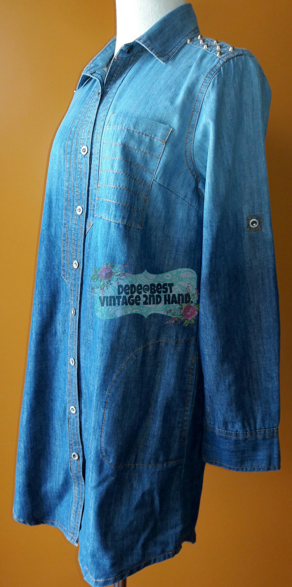 T81:First-hand top เสื้อยีนส์แขนยาว ตอกหมุดที่ไหล่ (สินค้าใหม่ค่ะ)