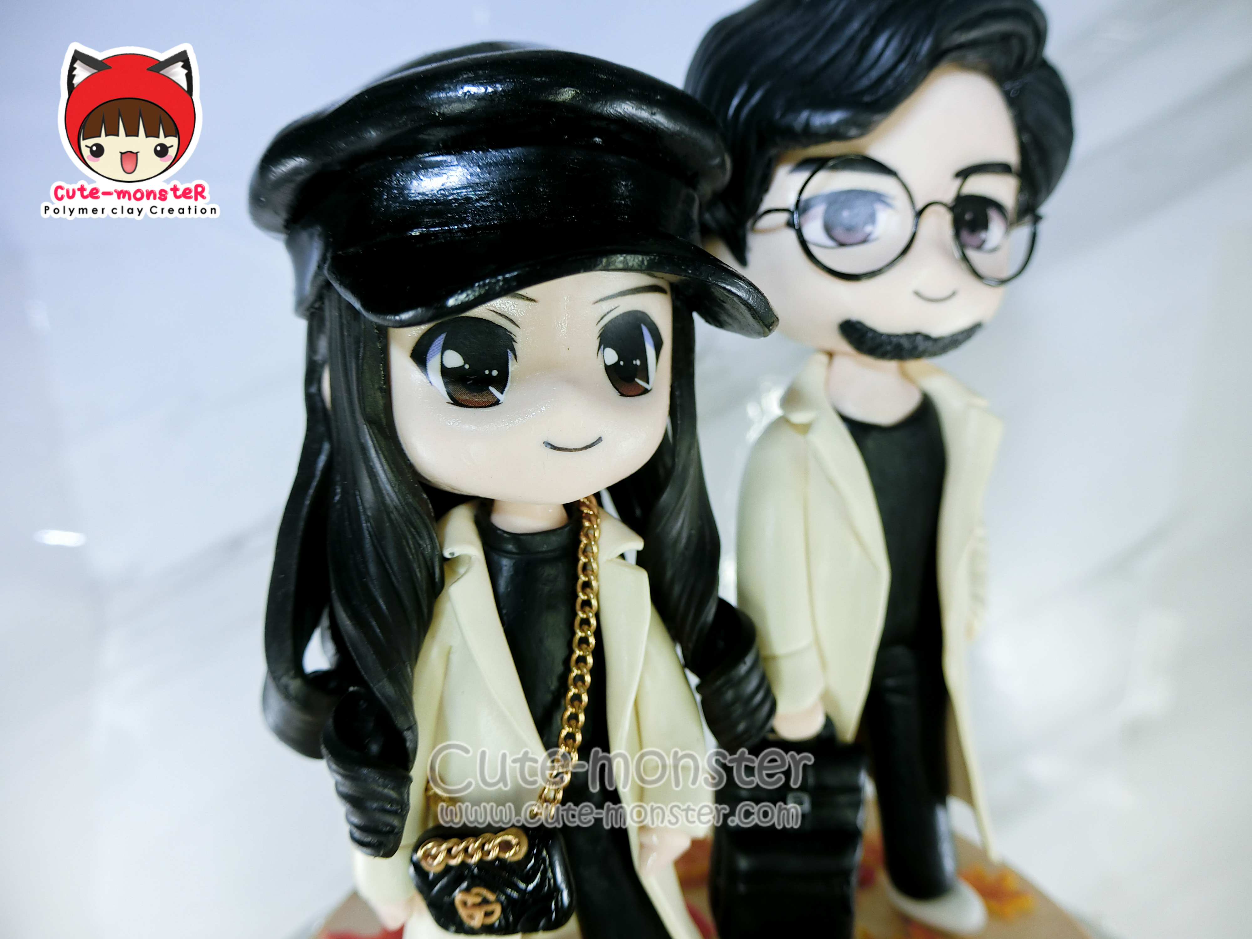 โมเดลคู่รัก ตุ๊กตาตกแต่งเค้ก งานสั่งทำตามแบบ สูง 4"