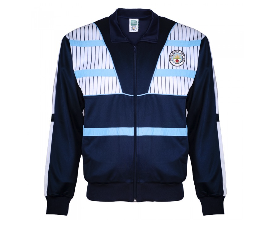 เสื้อแจ็คเก็ตเรทโรย้อนยุคแมนเชสเตอร์ ซิตี้ 1990 Retro Track ของแท้