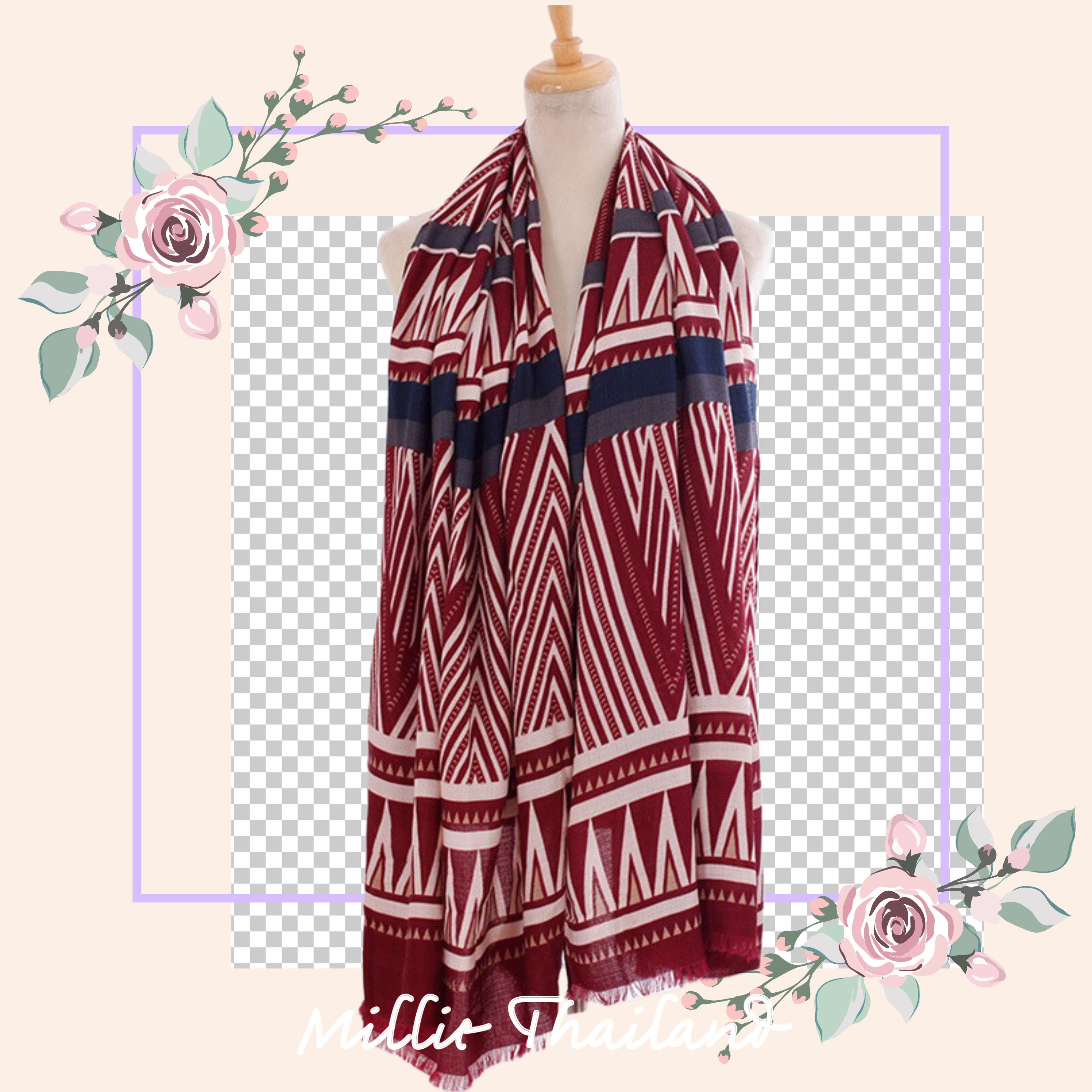 ผ้าพันคอลาย Geometry Stripe สีแดง