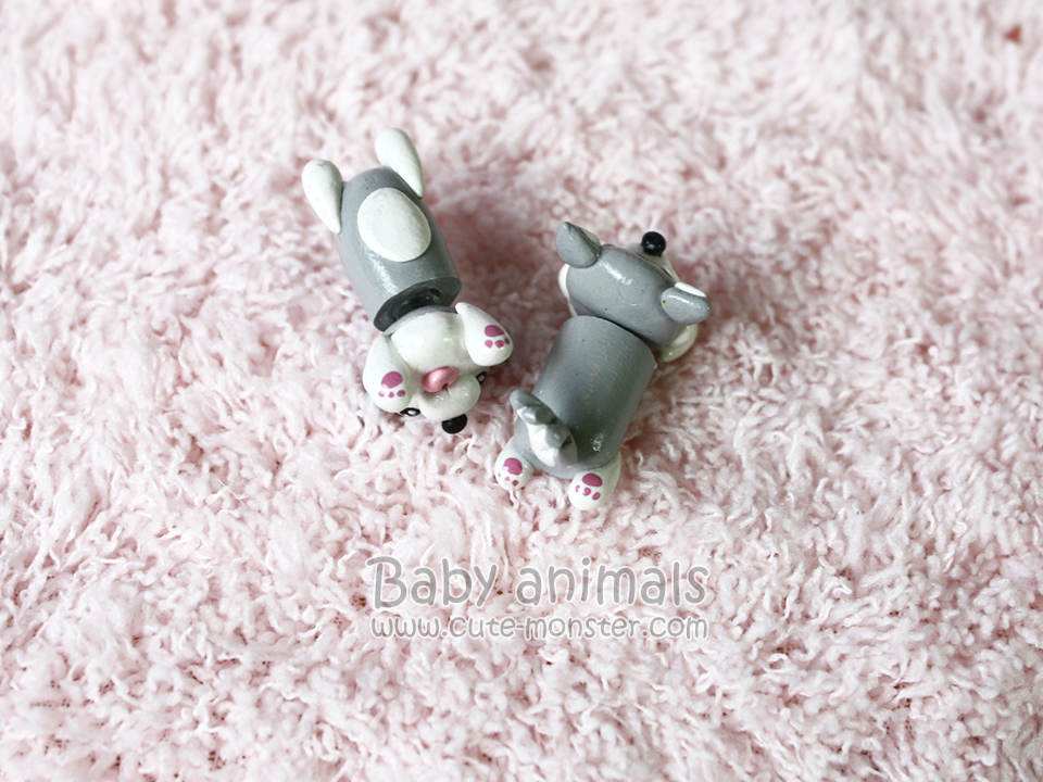 ต่างหูดินปั้น Baby siberian husky (Gray)