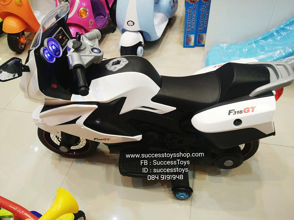 LN16812W รถมอเตอร์ไซค์บิ๊กไบค์สีขาว 2M (ถอดล้อได้) เล่น USB ได้