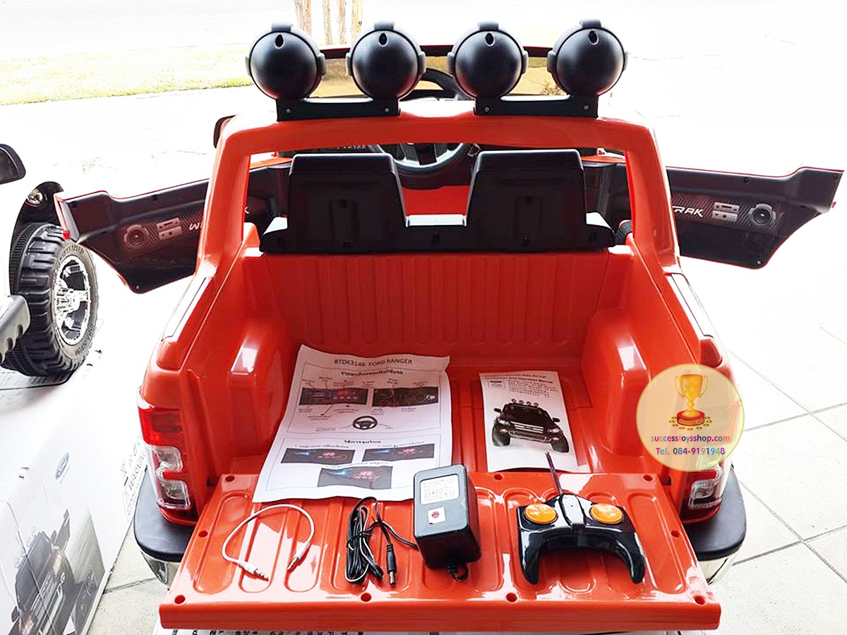 DK3646OR รถแบตเตอรี่ รถกระบะฟอร์ด FORD RANGER 2มอเตอร์ แบต 12V มีโช๊ค มี5สี แดง ขาว ดำ ส้ม ชมพู