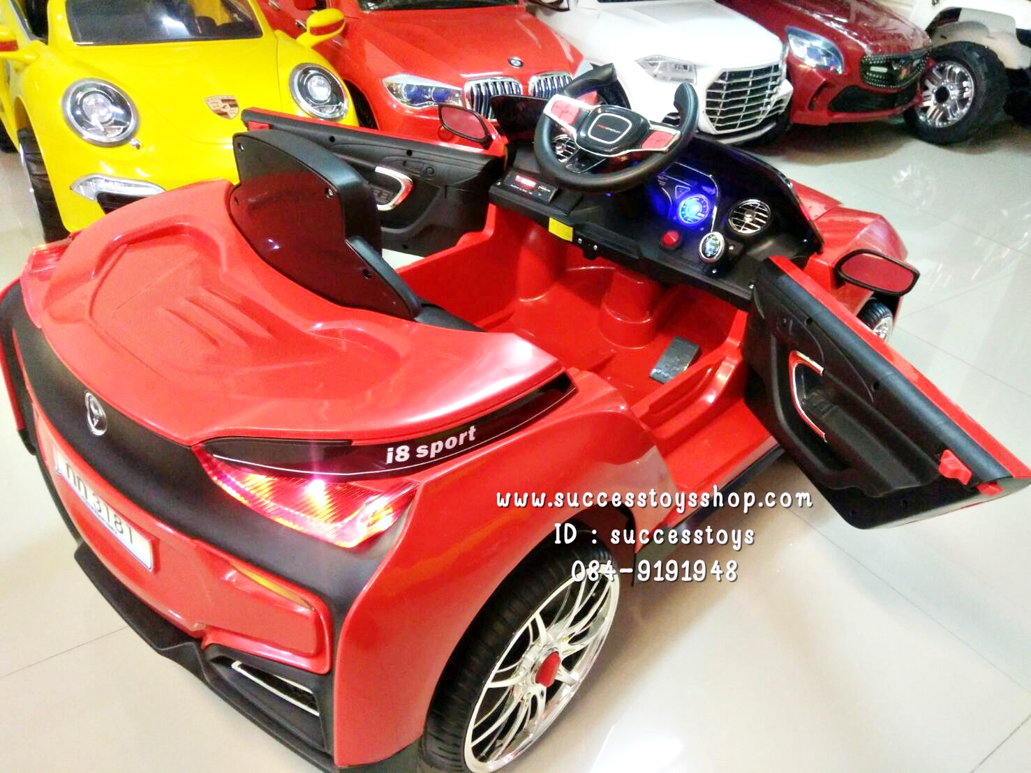 3181R รถแบตเตอรี่ไฟฟ้า BMW I8 2 มอเตอร์ สีแดง