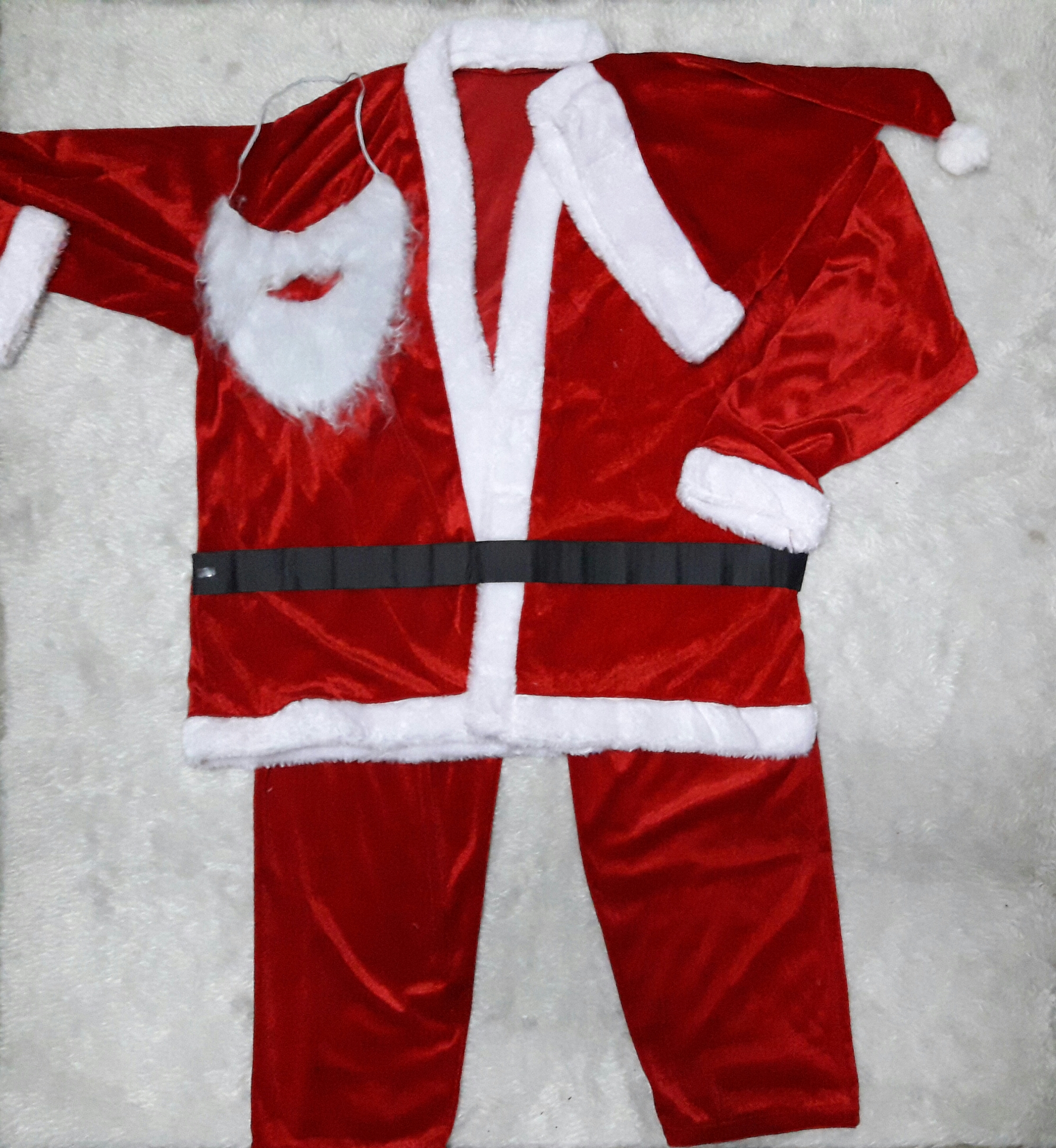 ชุดเซทซานต้าเด็กโต พร้อมหมวก สายเข็มขัด และหนวดปลอม