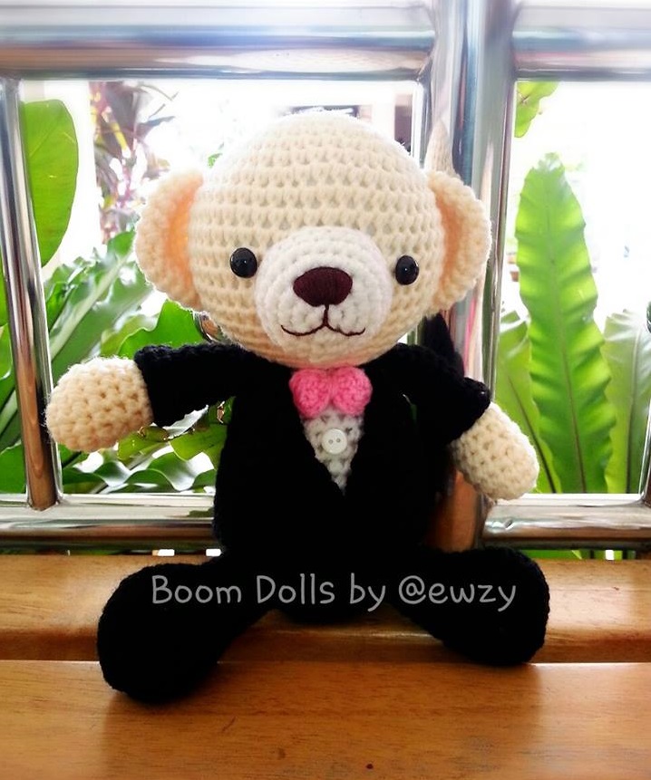 ตุ๊กตาถักคู่หมีแต่งงาน ขนาด 9-10 นิ้ว