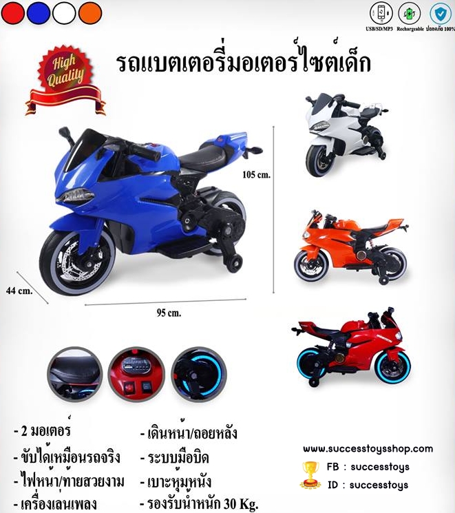 LNM-500SW รถมอเตอร์ไซต์แบตเตอรรี่ ดูคาติ สีขาว