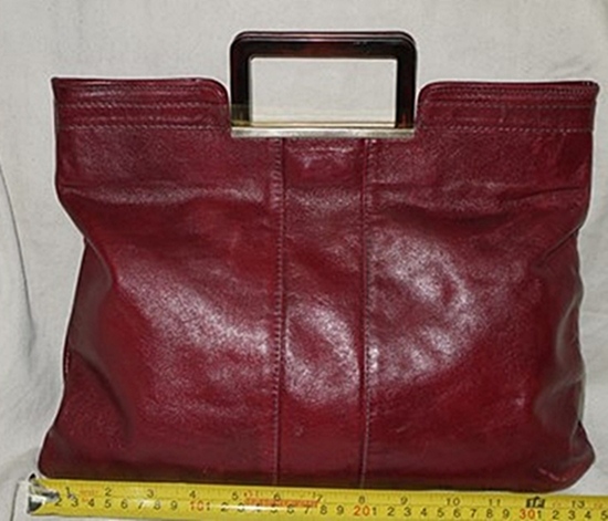 B35:Vintage leather bag กระเป๋าถือหนังแท้สีน้ำตาลแดง (สวยค่ะ)