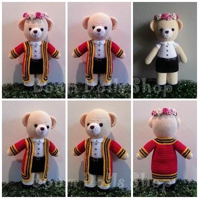 แพทเทิร์นตุ๊กตาถักหมีรับปริญญา ครุุยพระจอมเกล้าฯ ขนาด 15-16 นิ้ว
