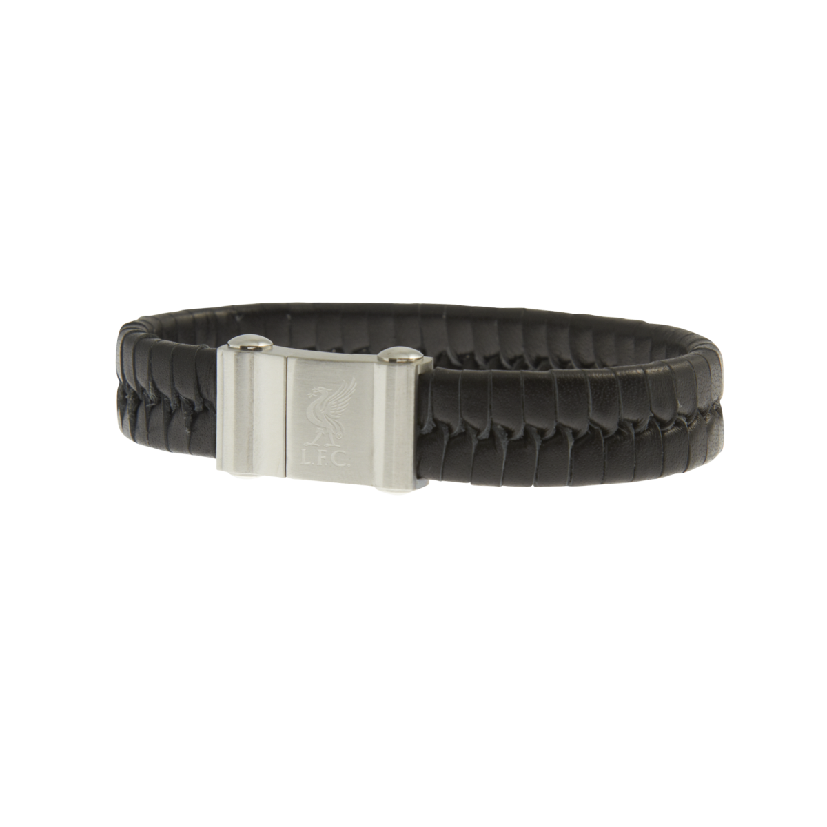 สร้อยข้อมือลิเวอร์พูล ของแท้ 100% Liverpool FC Black Leather Stainless Steel Bracelet