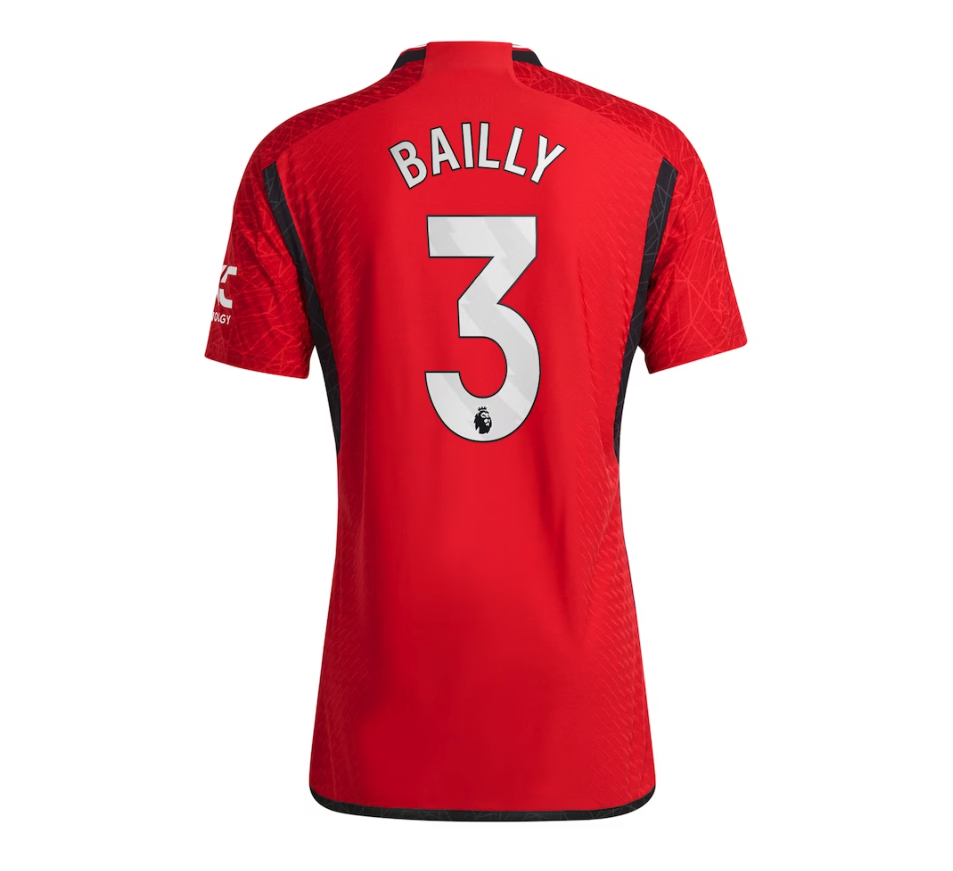 เสื้อแมนเชสเตอร์ ยูไนเต็ด 2023 2024 ทีมเหย้ารุ่นเวอร์ชั่นนักเตะ Home Authentic ติดชื่อเบอร์ Bailly 3 ของแท้
