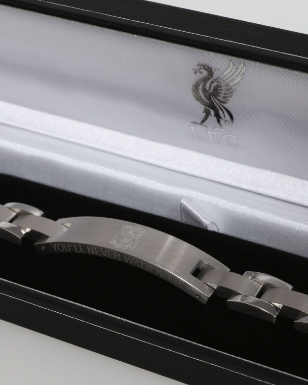 กำไลข้อมือลิเวอร์พูล สเตนเลสสตีลสลัก 'you'll never walk alone' ของแท้