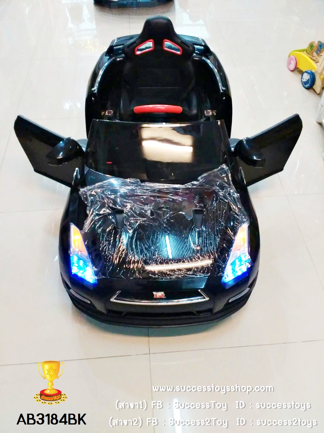 AB3184BK รถแบตเตอรี่ไฟฟ้า Nissan GTR (งานแท้) 2มอเตอร์ สีดำ